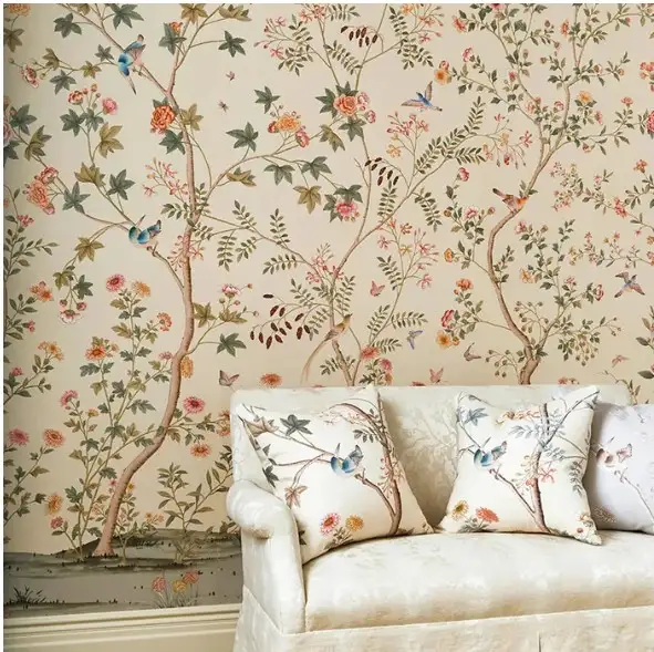 Printed mural wallcovering in a commercial interior